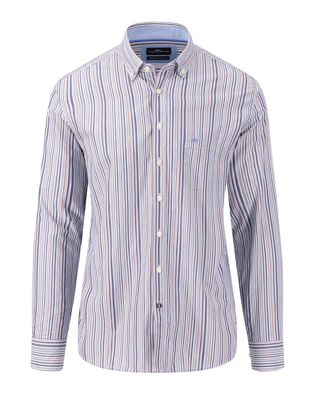 Fynch-Hatton Shirts Fynch-Hatton Blue Striped And Checked Shirt