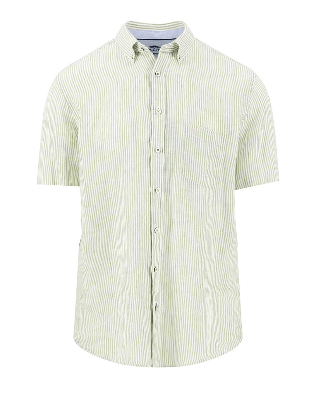 Fynch-Hatton Shirts Fynch-Hatton Classic Linen Stripe Bd Ls Avocado