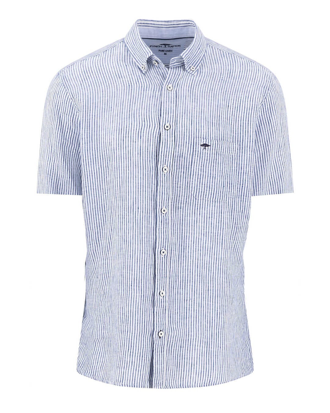 Fynch-Hatton Shirts Fynch-Hatton Classic Linen Stripe Bd Ls Harbor Blue