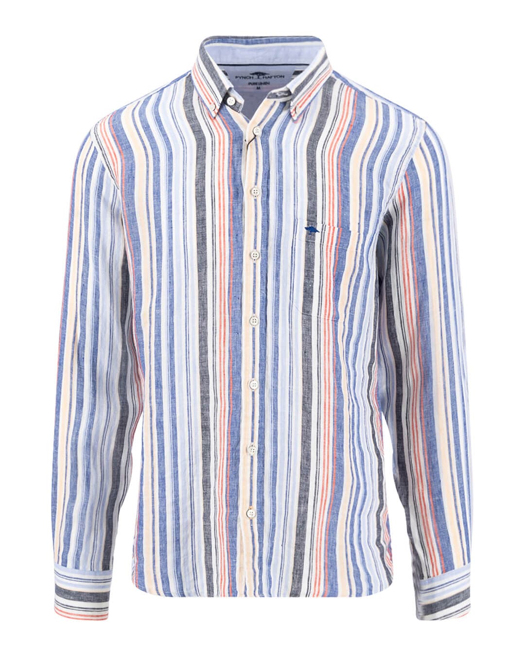 Fynch-Hatton Shirts Fynch-Hatton Colorful Linen Stripes Bd Ls Tangerine