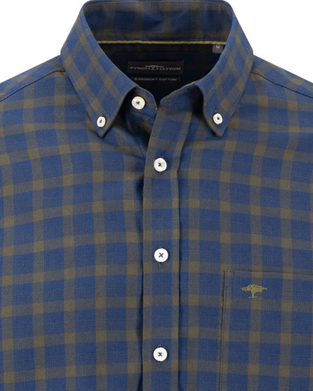 Fynch-Hatton Shirts Fynch-Hatton Dark Green Two Tone Check Button-Down Long Sleeve Shirt