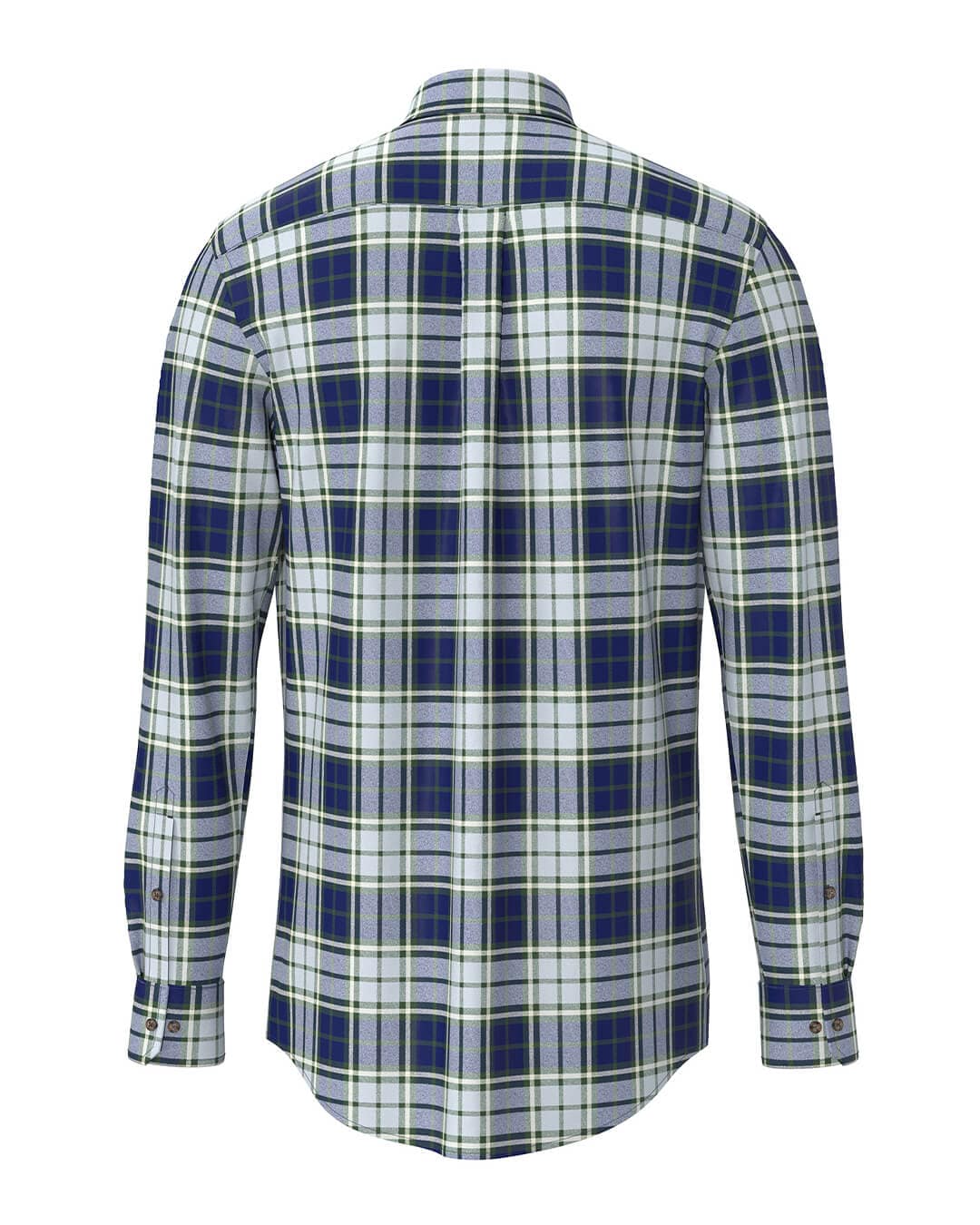 Fynch-Hatton Shirts Fynch-Hatton Green Brushed Twill Check Bd Ls Shirt