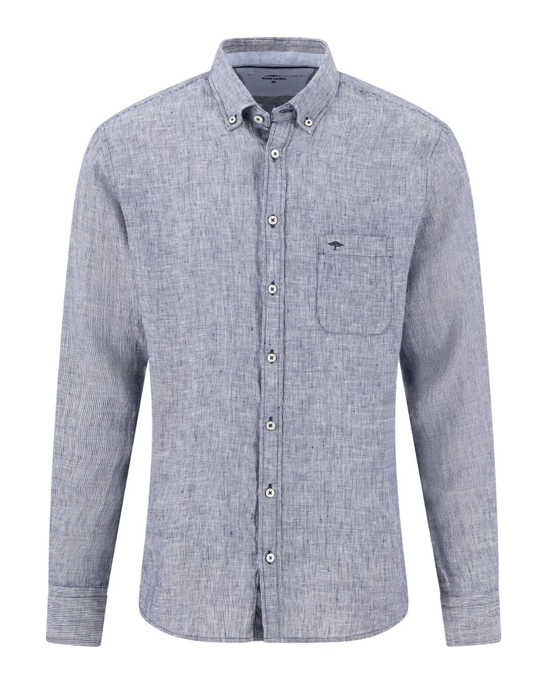 Fynch-Hatton Shirts Fynch-Hatton Linen Stripe Bd Ls Navy