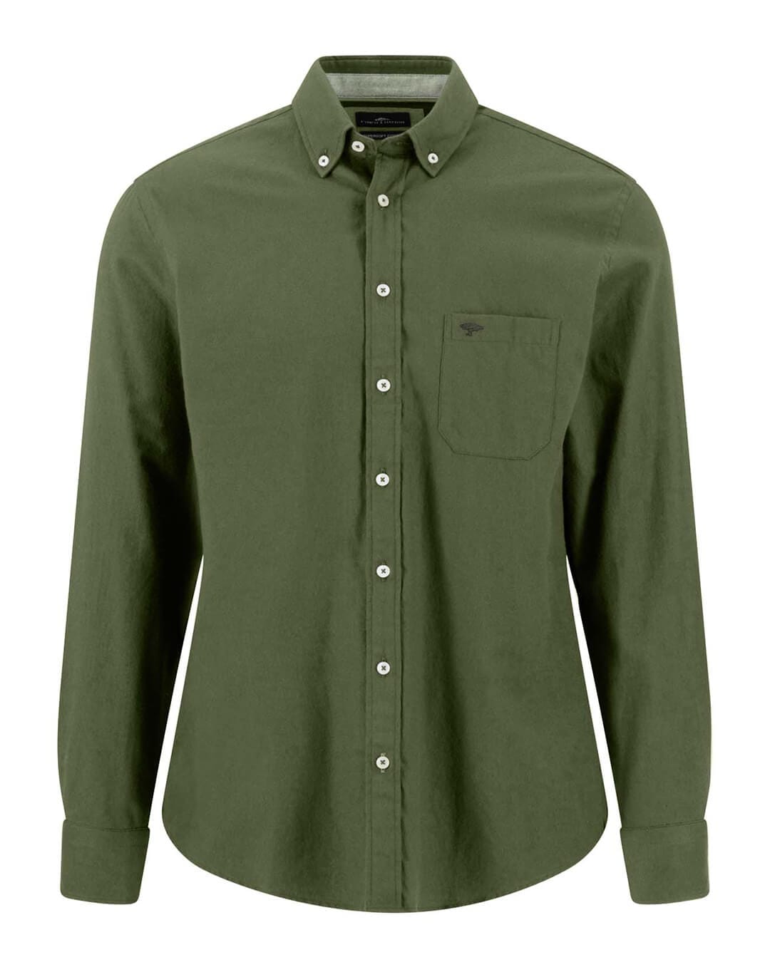 Fynch-Hatton Shirts Fynch-Hatton Moss Green Premium Flannel Button-Down Long Sleeve Shirt