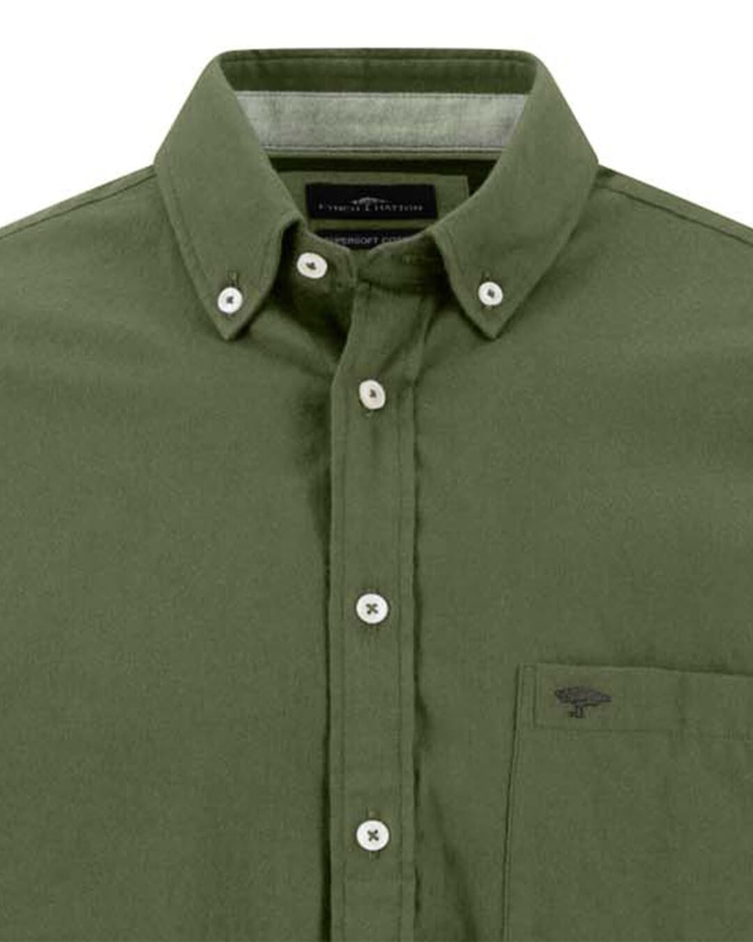 Fynch-Hatton Shirts Fynch-Hatton Moss Green Premium Flannel Button-Down Long Sleeve Shirt