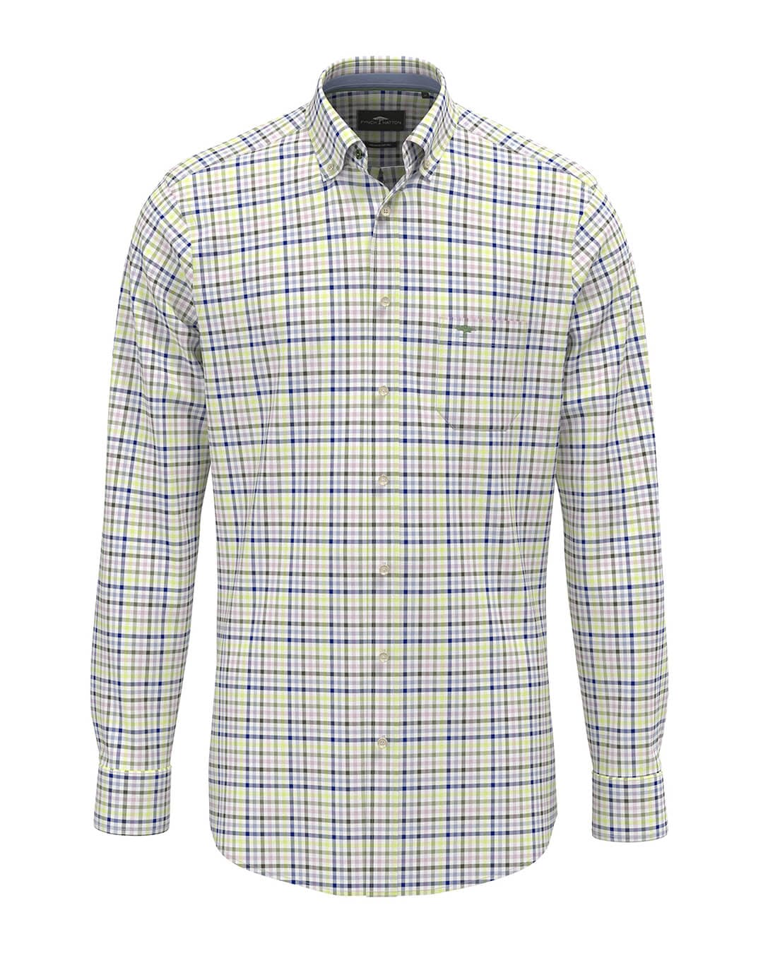 Fynch-Hatton Shirts Fynch-Hatton Multicolor Washed Oxford Bd Ls Pear
