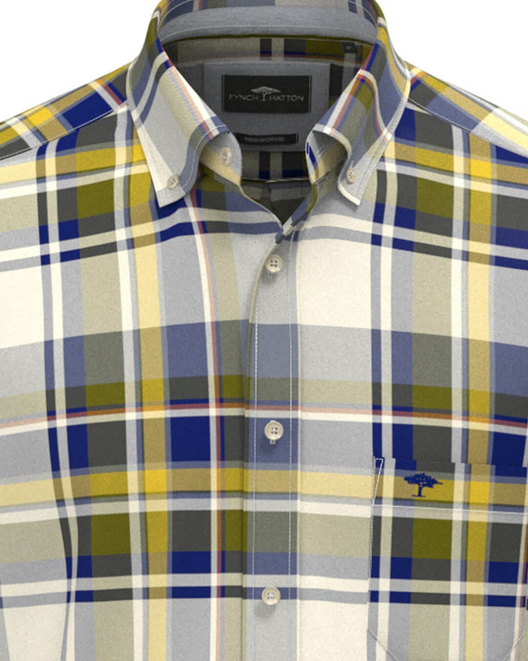 Fynch-Hatton Shirts Fynch-Hatton Mustard Fynch-Hatton Heritage Oxford Check Bd Ls Curry F116