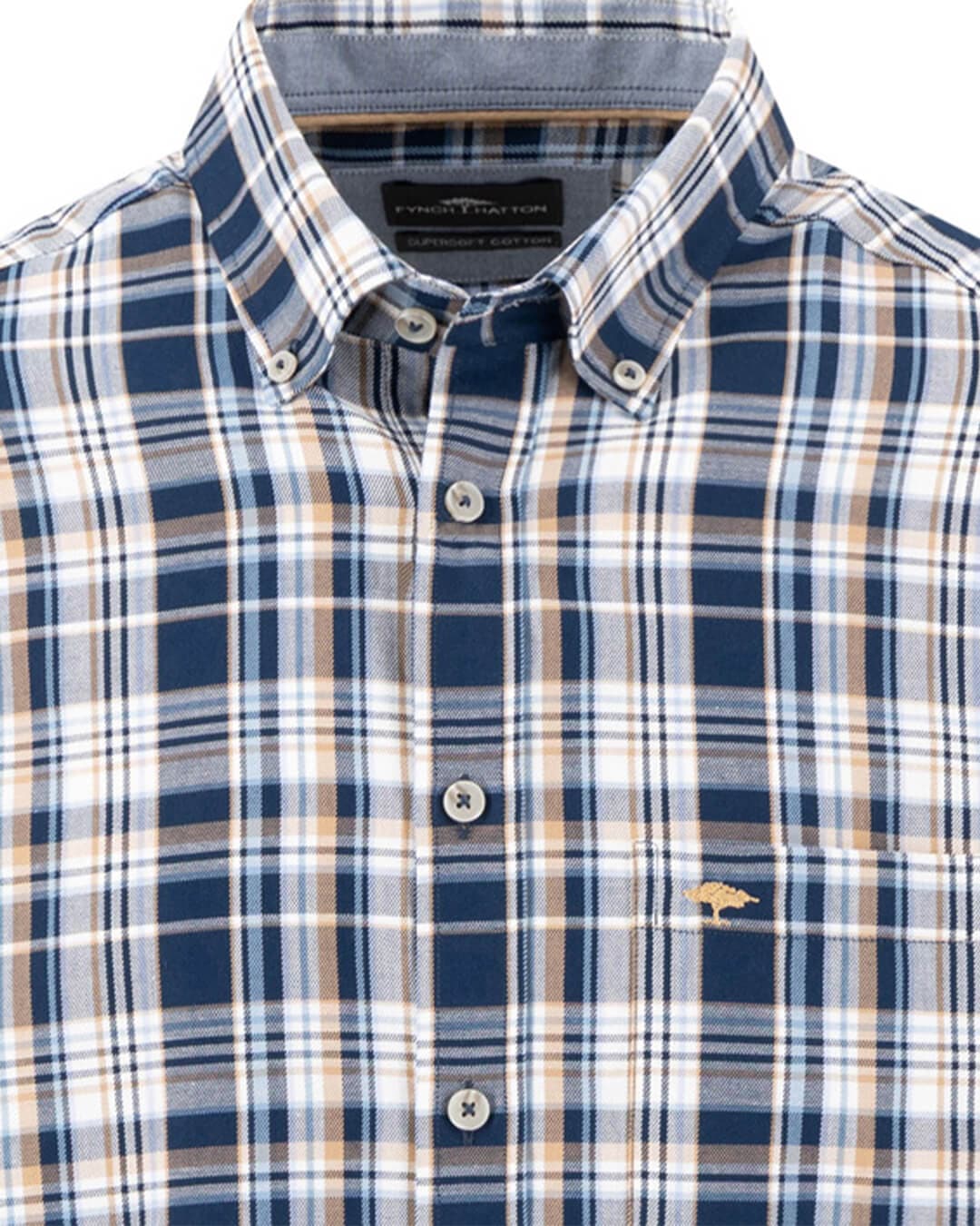 Fynch-Hatton Shirts Fynch-Hatton Navy Fynch-Hatton Twill Check Bd Ls Navy F685