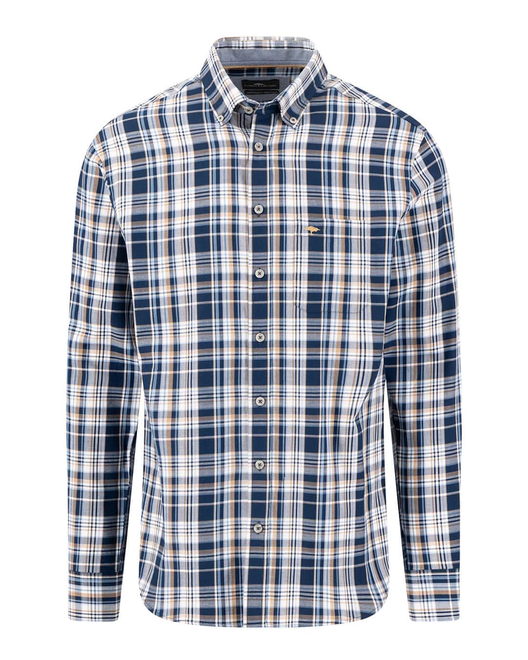 Fynch-Hatton Shirts Fynch-Hatton Navy Fynch-Hatton Twill Check Bd Ls Navy F685