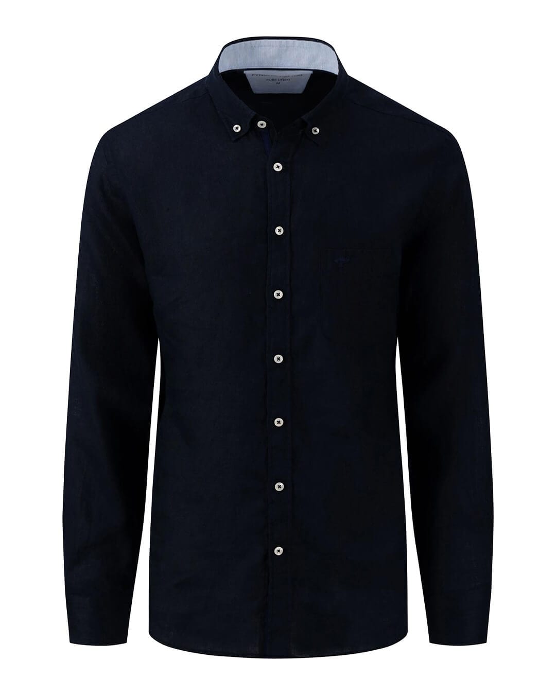 Fynch-Hatton Shirts Fynch-Hatton Navy Pure Linen Long Sleeved Shirt