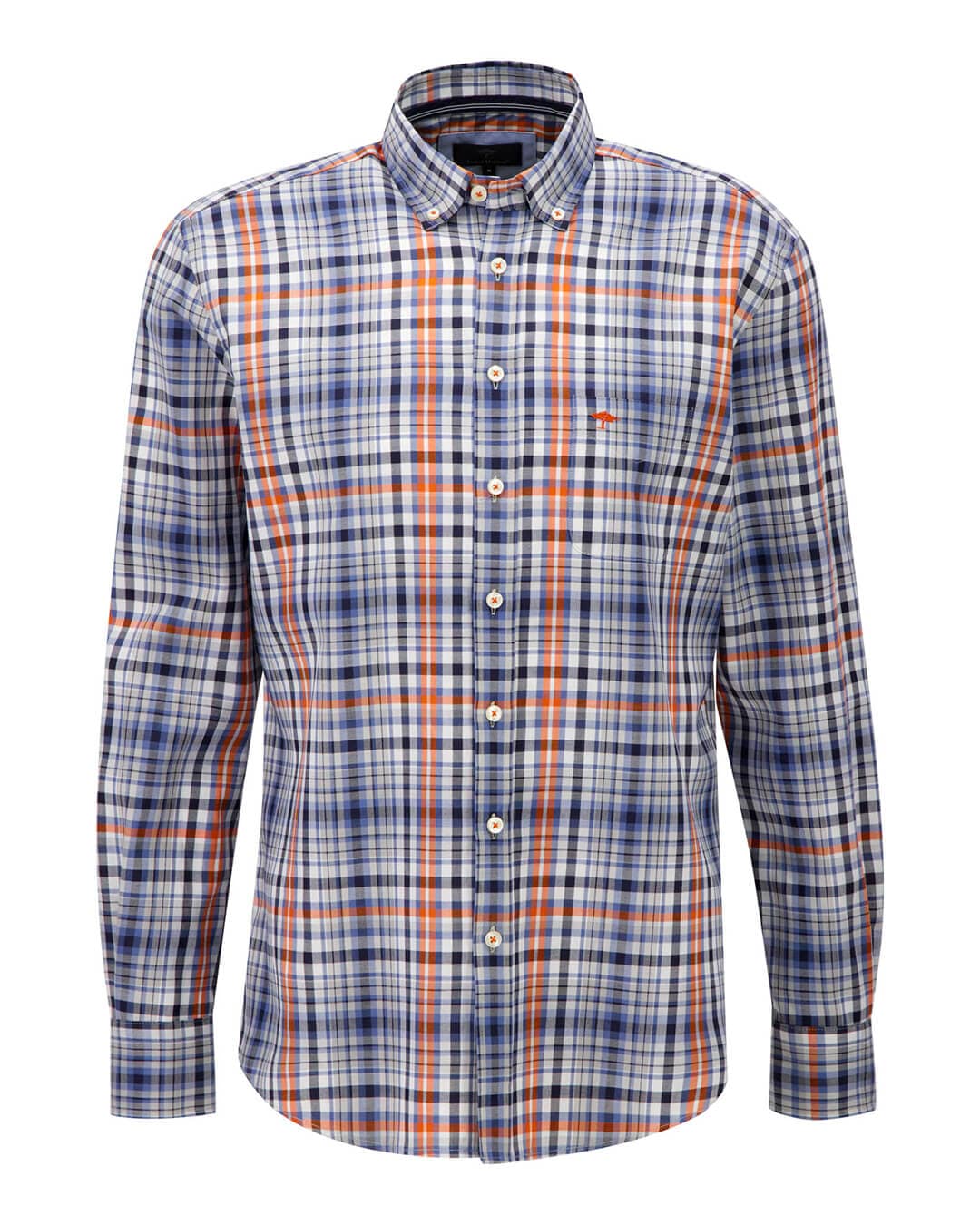 Fynch-Hatton Shirts Fynch-Hatton Orange Checked Combi Long Sleeved Shirt