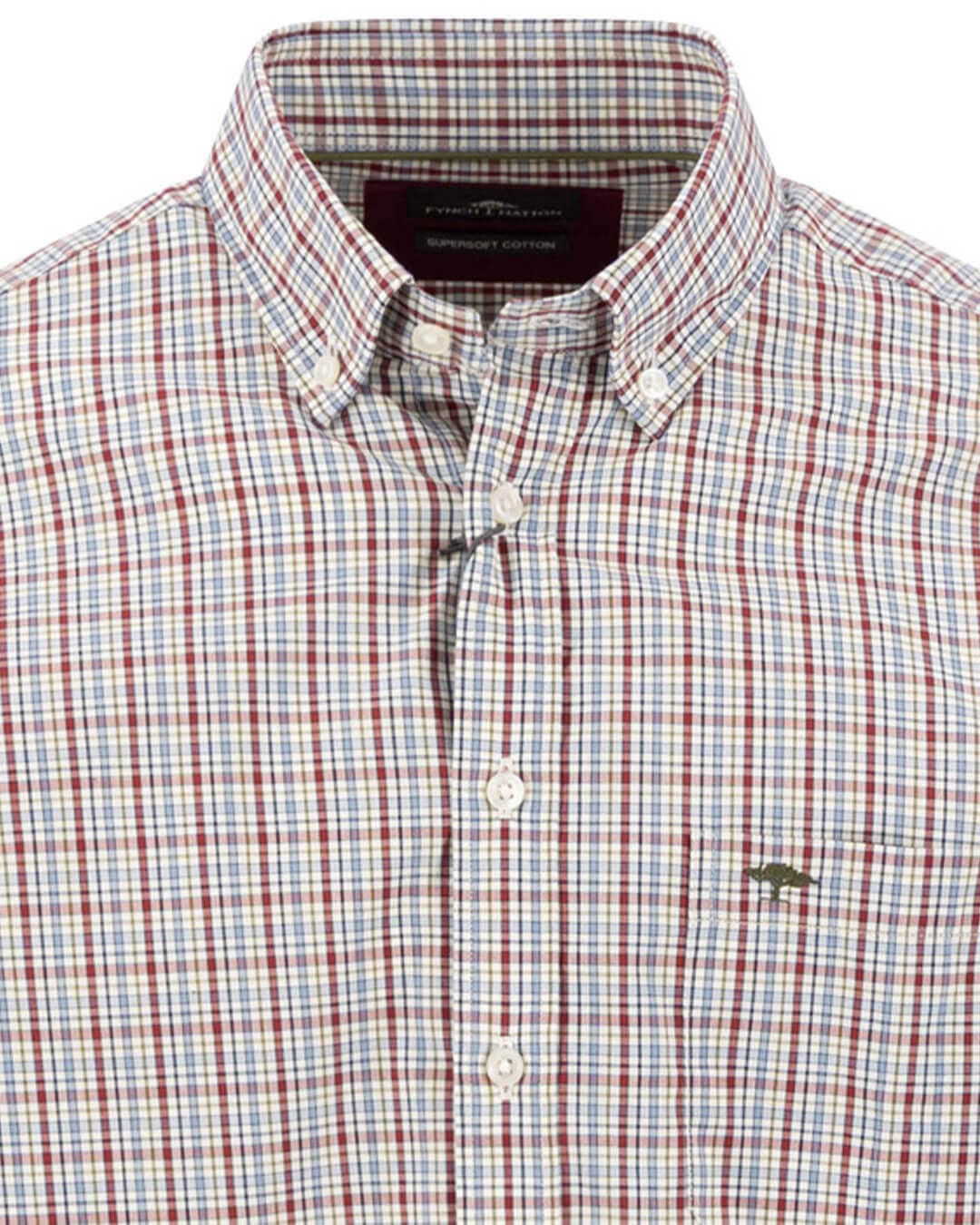 Fynch-Hatton Shirts Fynch-Hatton Orange Fynch-Hatton Colorful Check Bd Ls Brick F346