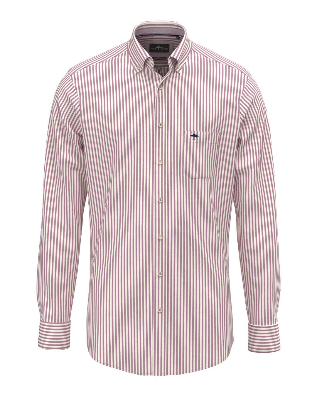 Fynch-Hatton Shirts Fynch-Hatton Purple All Season Poplin Stripe Button-Down Long Sleeve Shirt