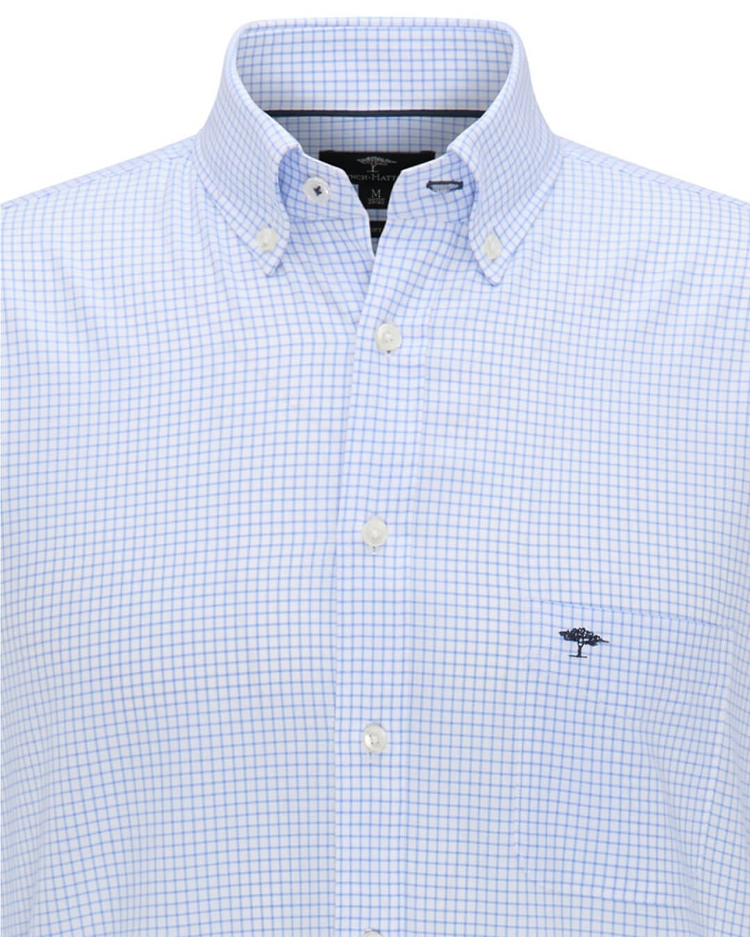 Fynch-Hatton Shirts Fynch-Hatton Sky Blue All Season Oxford Check Button-Down Long Sleeve Shirt
