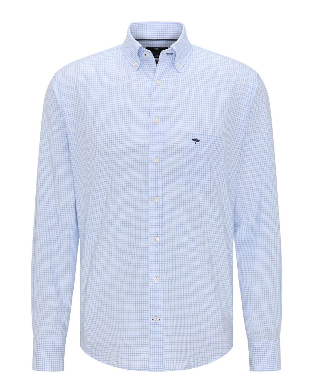 Fynch-Hatton Shirts Fynch-Hatton Sky Blue All Season Oxford Check Button-Down Long Sleeve Shirt