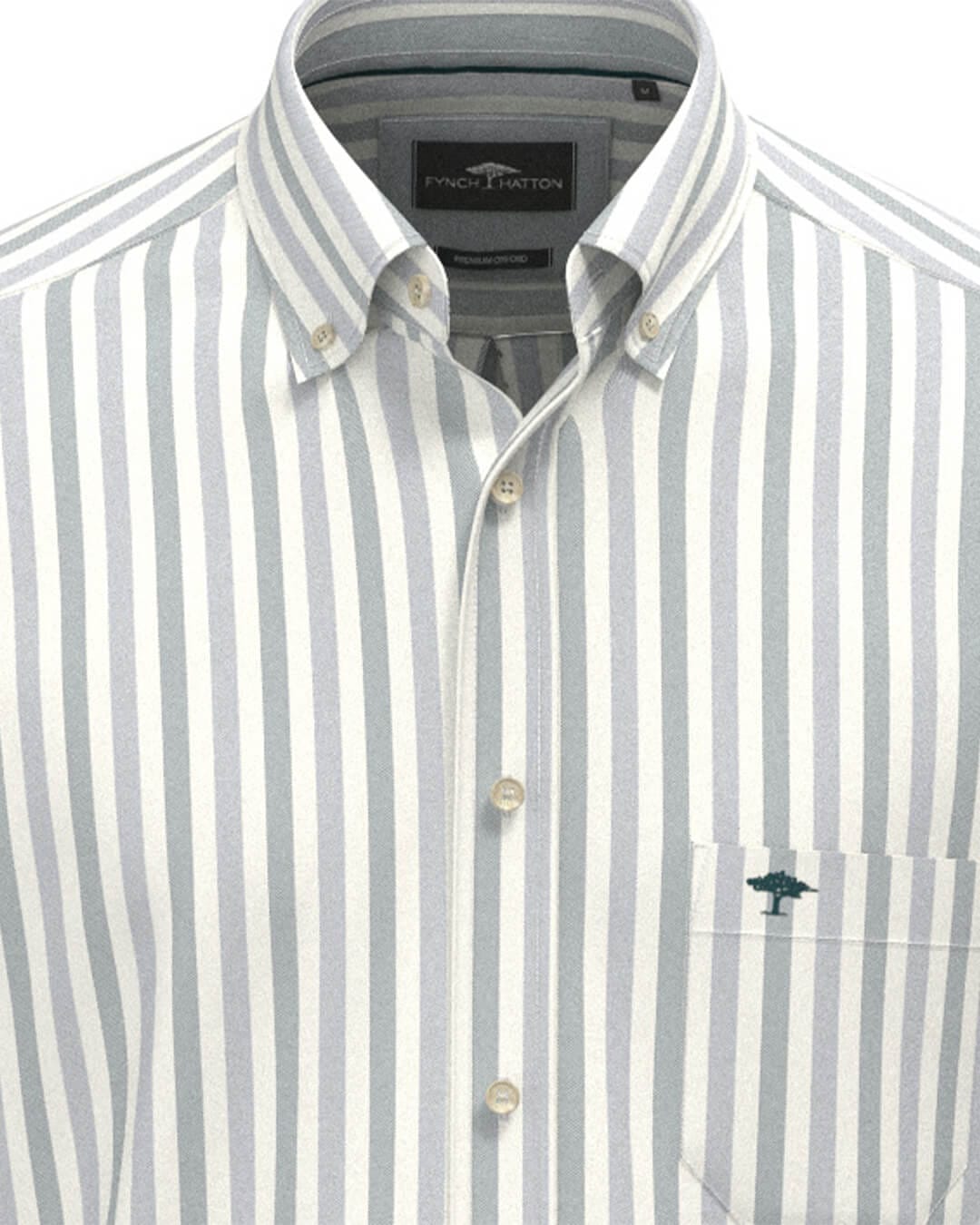 Fynch-Hatton Shirts Fynch-Hatton Teal Fynch-Hatton Oxford Stripe Bd Ls Teal F673