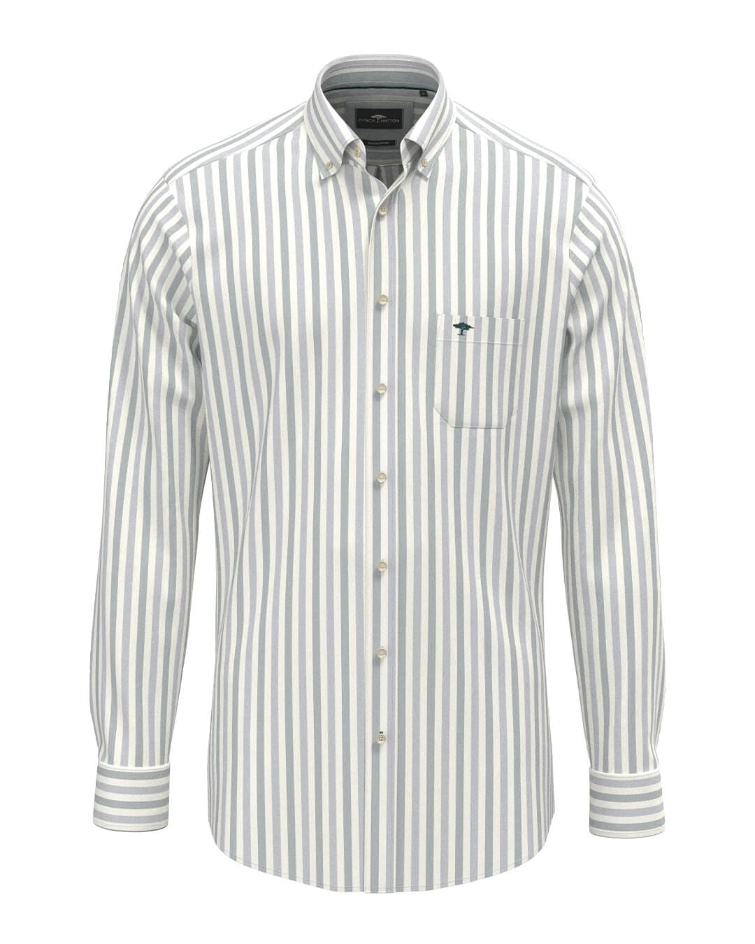 Fynch-Hatton Shirts Fynch-Hatton Teal Fynch-Hatton Oxford Stripe Bd Ls Teal F673