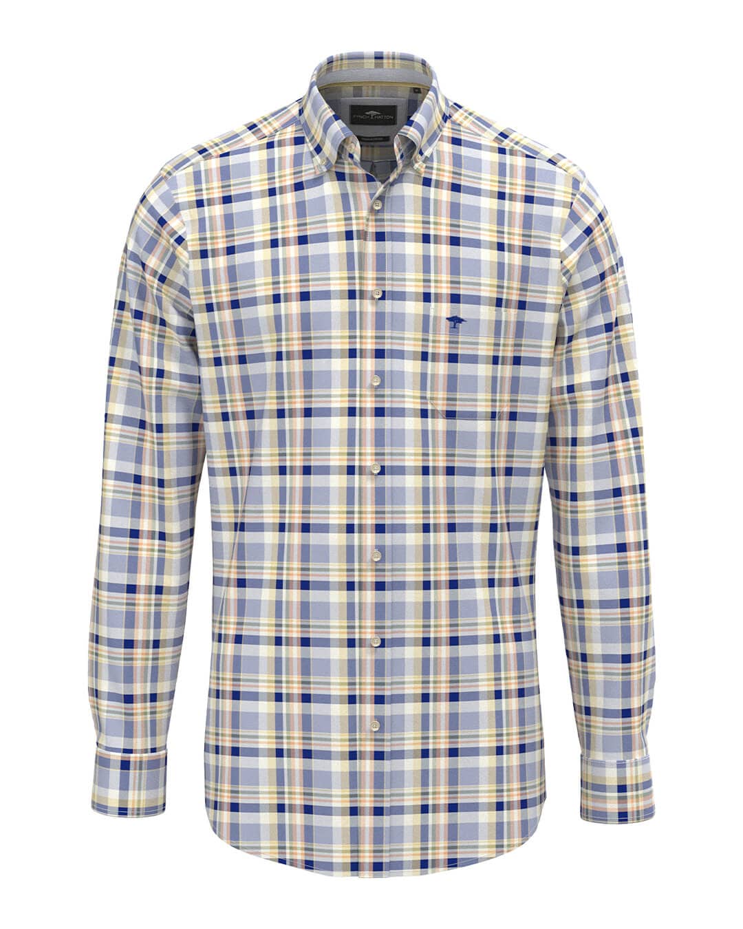 Fynch-Hatton Shirts Fynch-Hatton Washed Oxford Check Bd Ls Pale Yellow