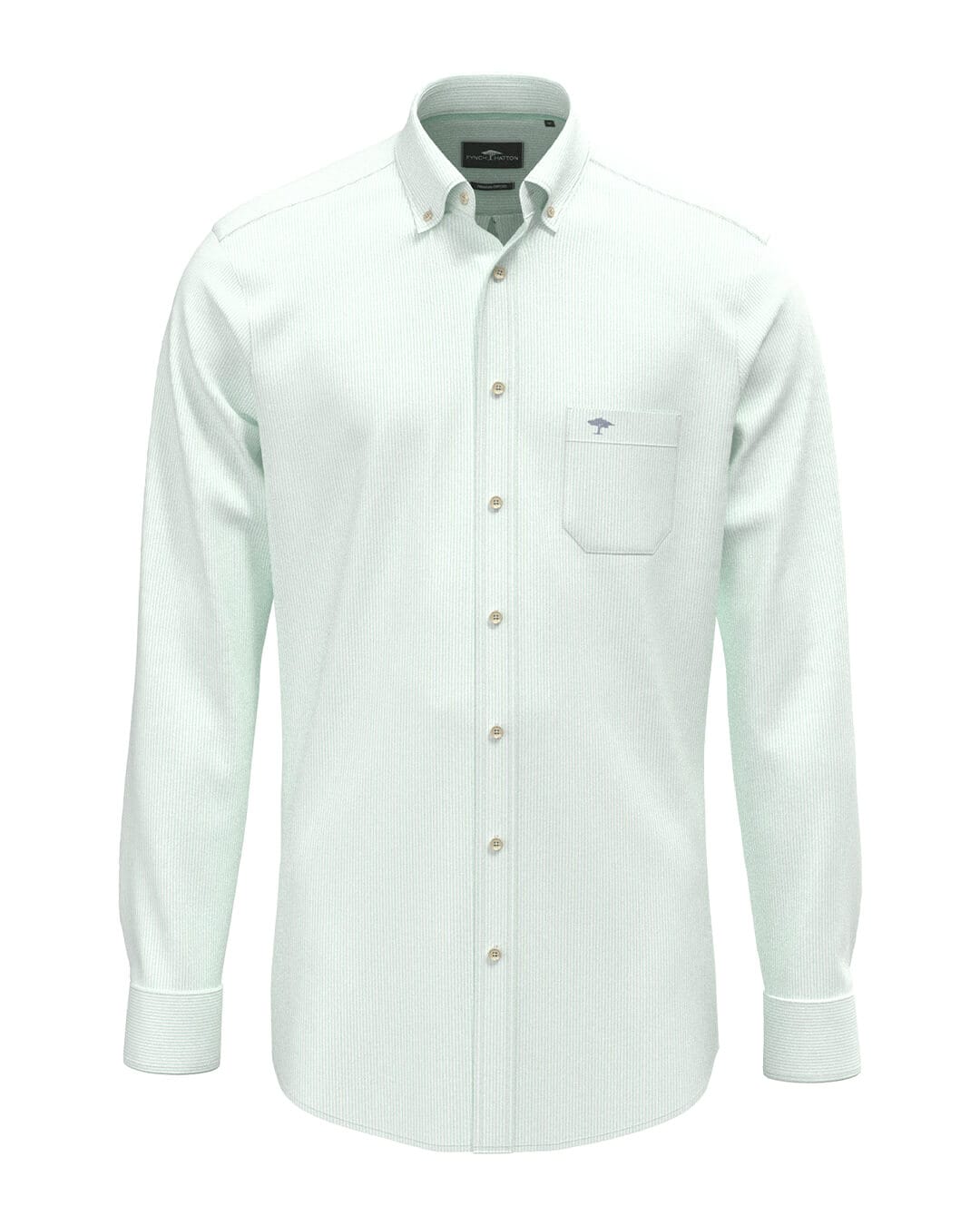 Fynch-Hatton Shirts Fynch-Hatton Washed Oxford Fine Stripe Bd Ls Mint