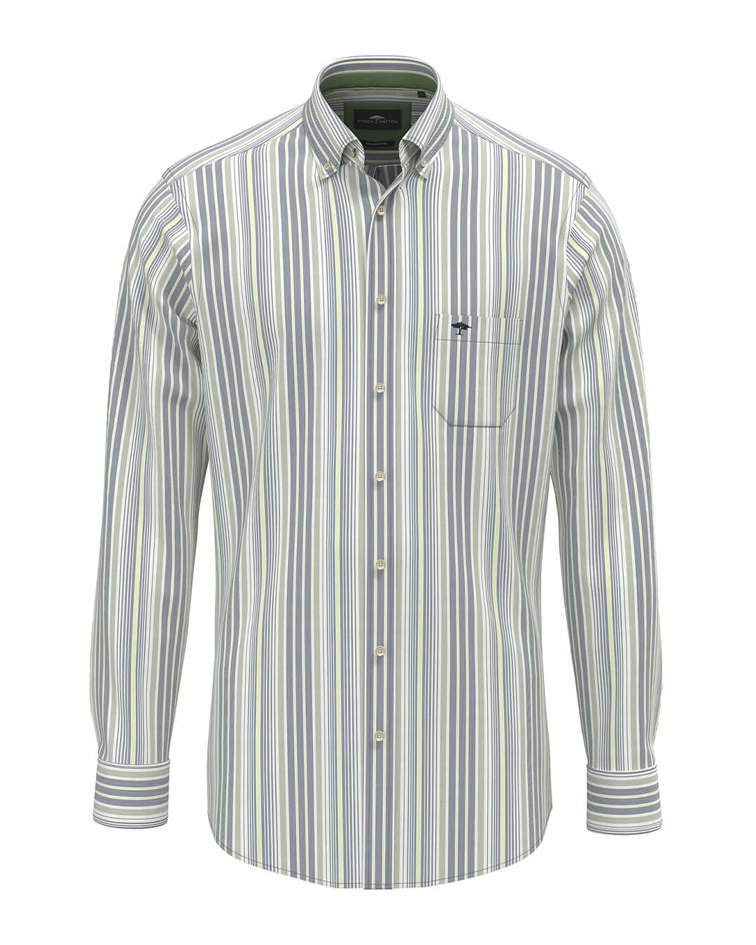 Fynch-Hatton Shirts Fynch-Hatton Washed Oxford Stripe Bd Ls Avocado