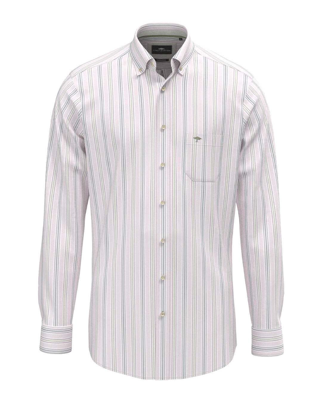 Fynch-Hatton Shirts Fynch-Hatton Washed Oxford Stripe Bd Ls Magnolia