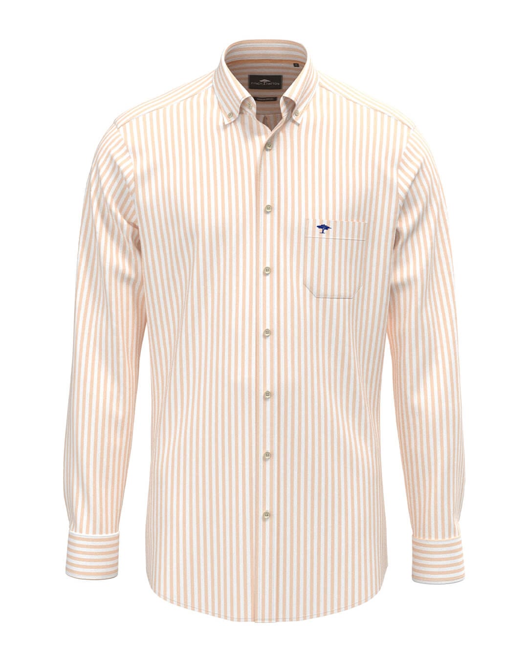Fynch-Hatton Shirts Fynch-Hatton Washed Oxford Stripe Bd Ls Tangerine