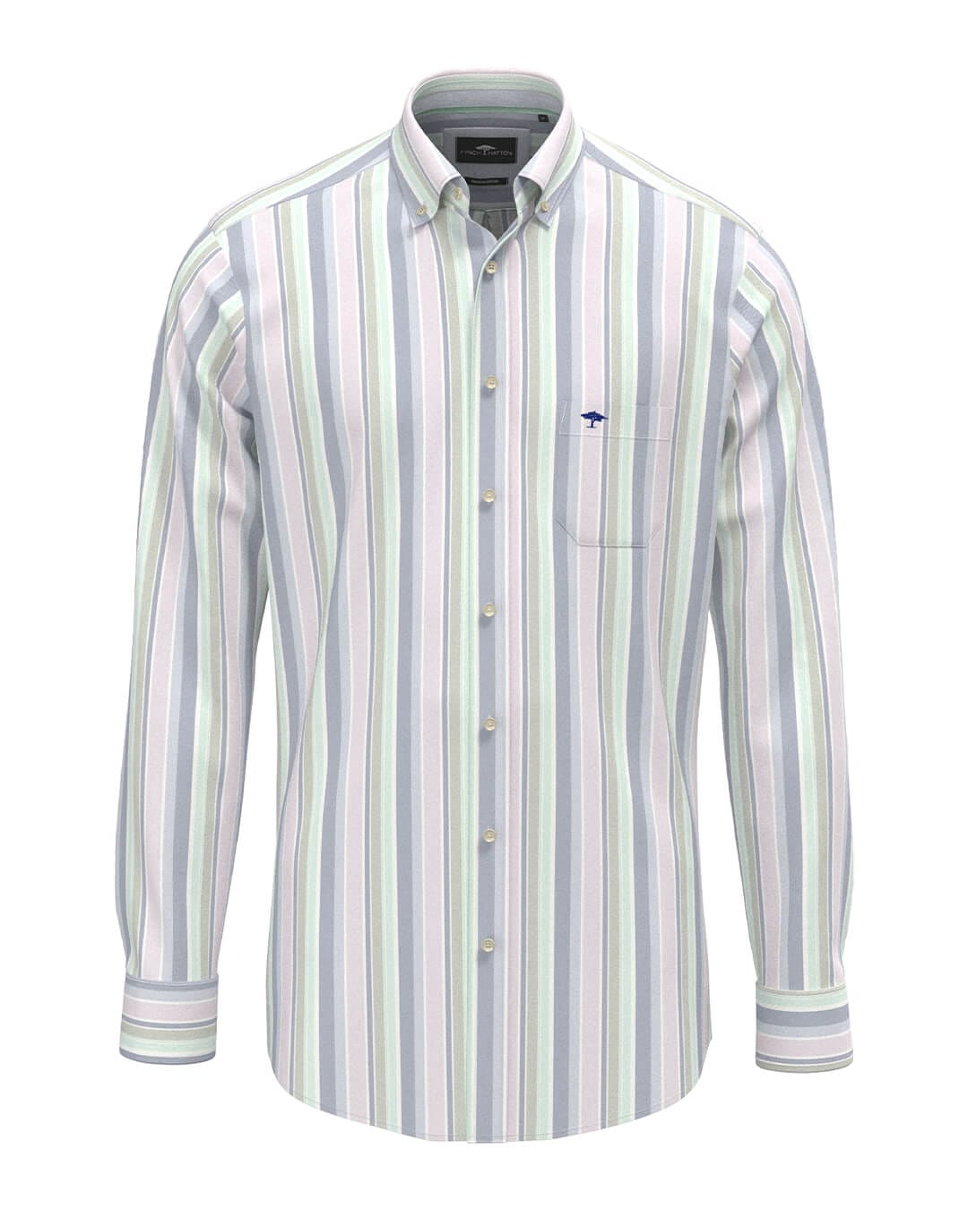 Fynch-Hatton Shirts Fynch-Hatton Washed Oxford Stripes Bd Ls Mint