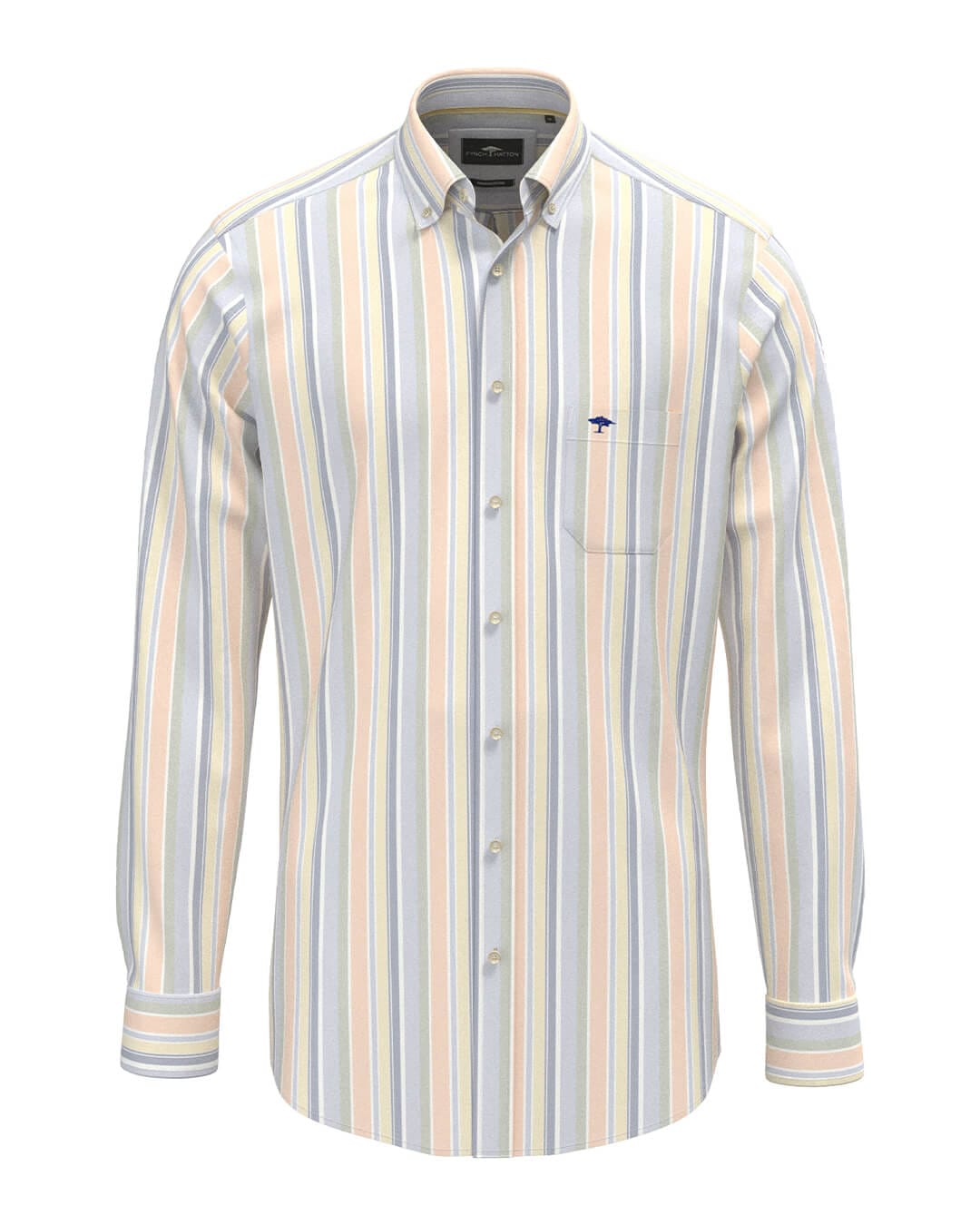 Fynch-Hatton Shirts Fynch-Hatton Washed Oxford Stripes Bd Ls Pale Yellow