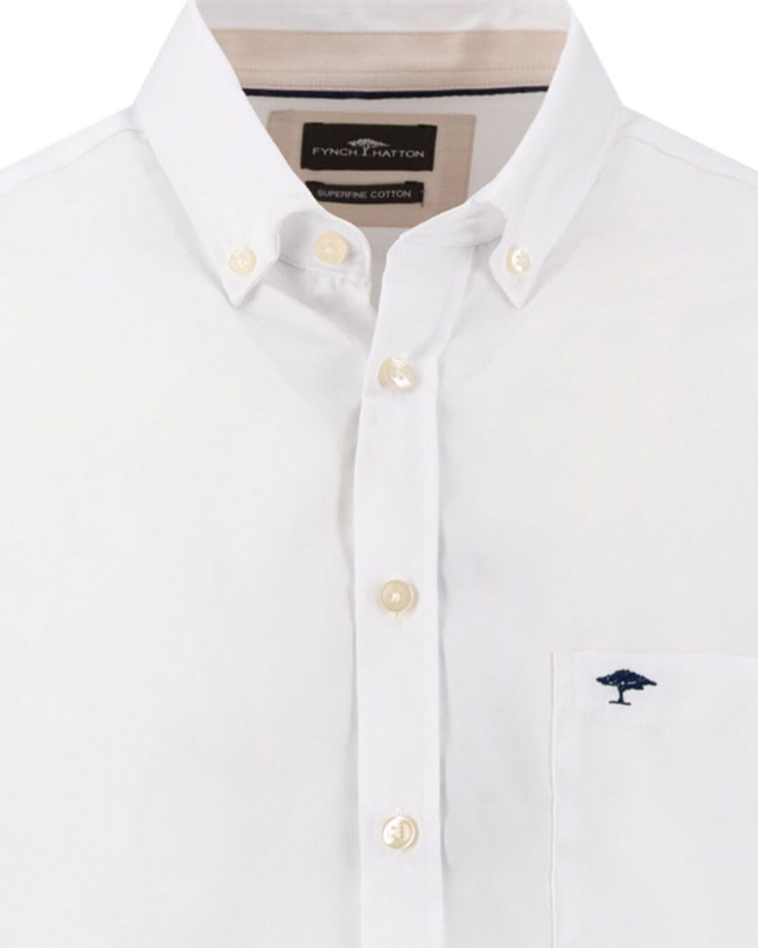 Fynch-Hatton Shirts Fynch-Hatton White Fynch-Hatton White Cover Shirt Bd Ls White F802