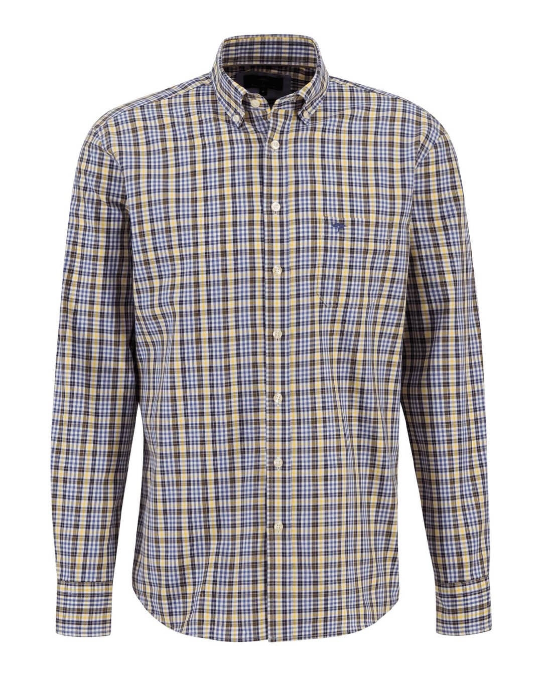 Fynch-Hatton Shirts Fynch-Hatton Yellow Checked Long Sleeved Shirt