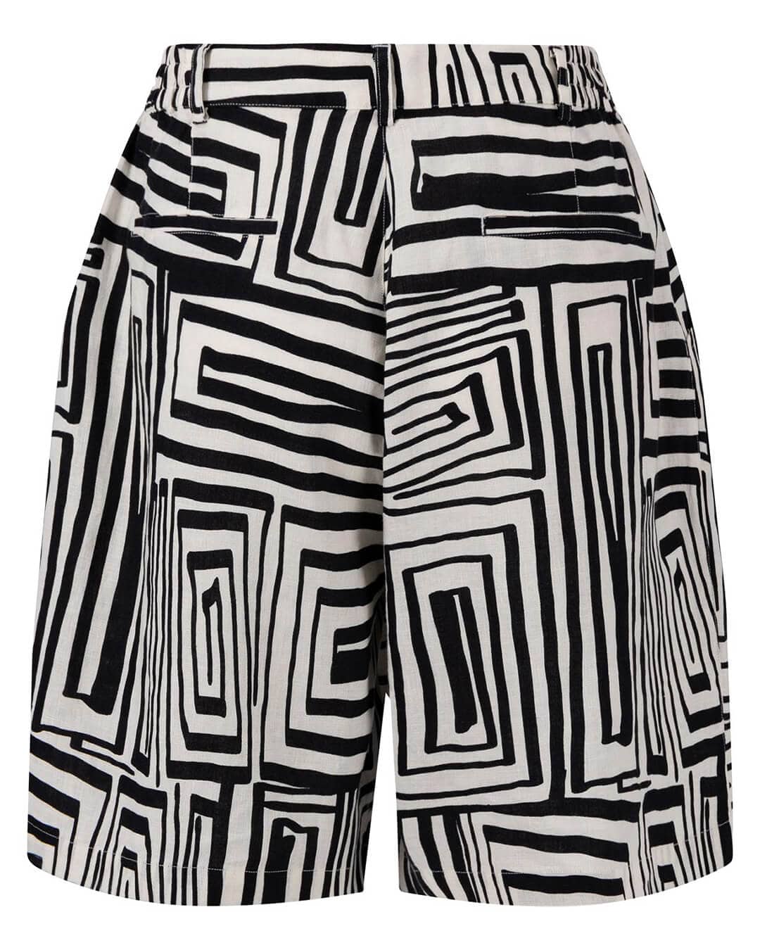 Fynch-Hatton Shorts Fynch-Hatton Black Linen Maze Shorts