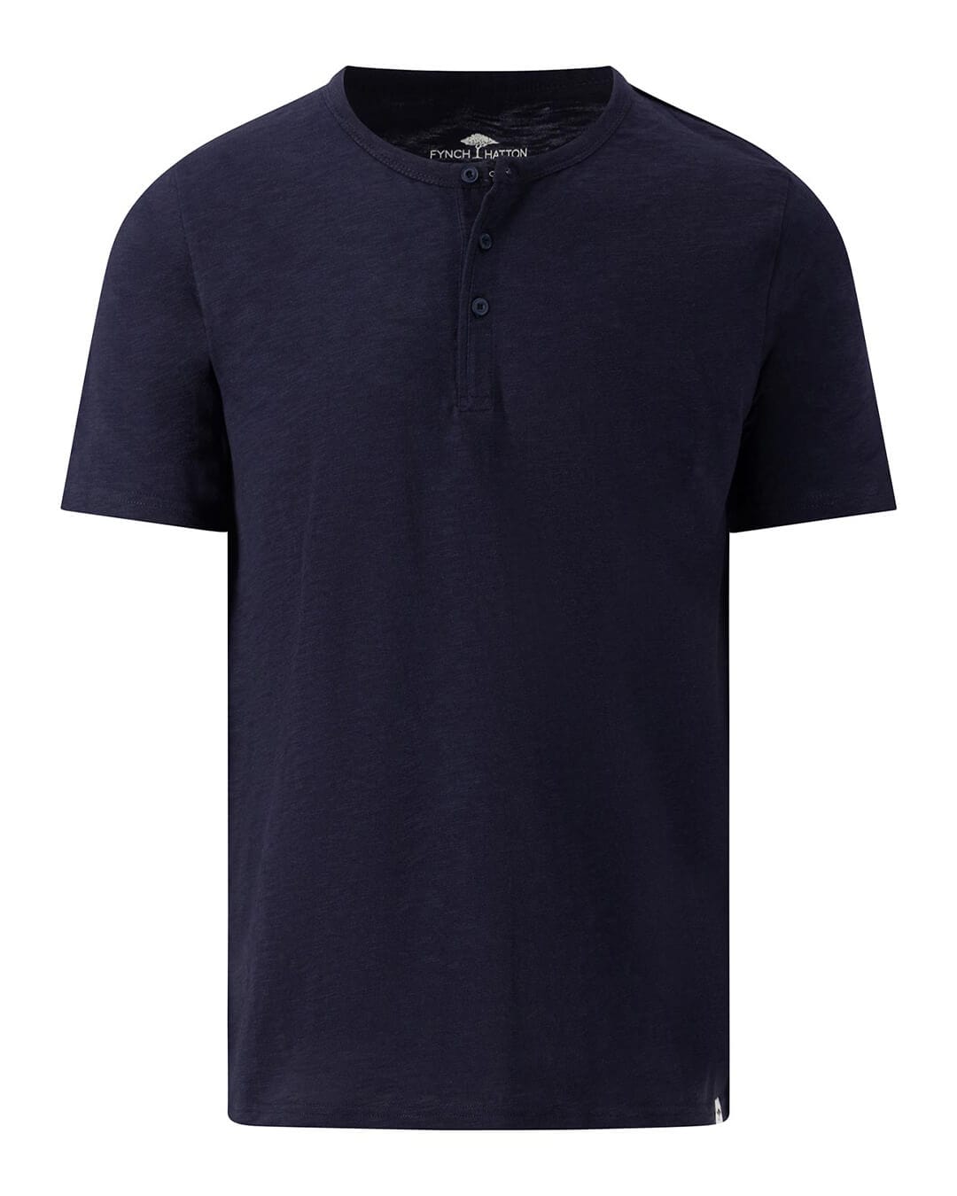 Fynch-Hatton T-Shirts Fynch-Hatton Henley Navy Slub T-Shirt