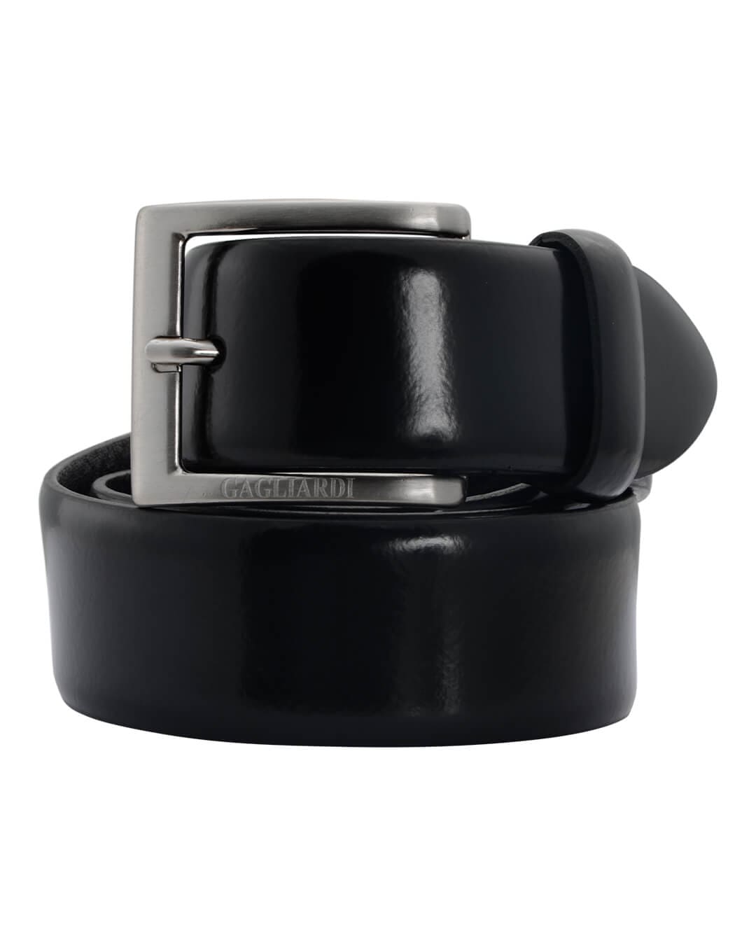 Gagliardi Belts Gagliardi Black Plain Patent Leather Belt With Branding On Buckle