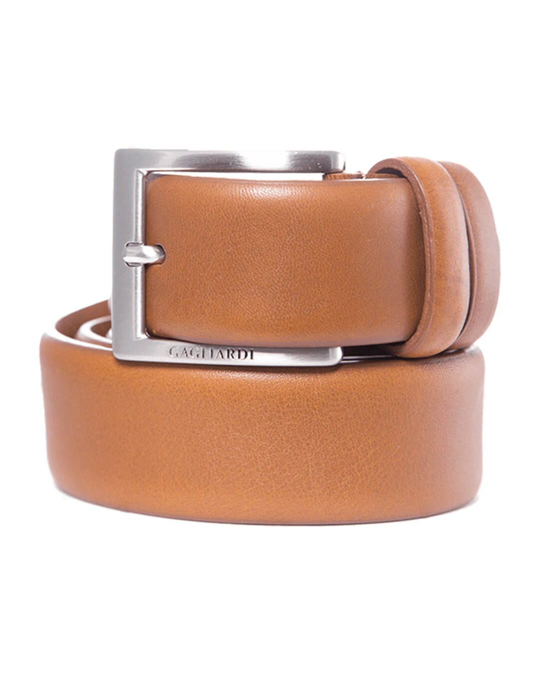 Gagliardi Belts Gagliardi  Tan Plain Leather Belt With Branding On Buckle