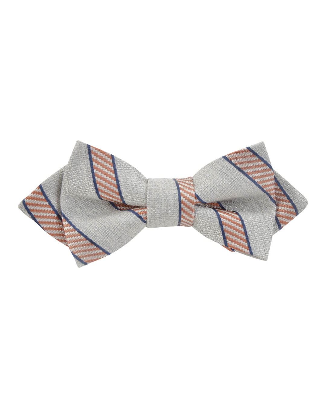 Gagliardi Bow Ties Gagliardi Silver Grey With Orange And Navy Striped Bow Tie