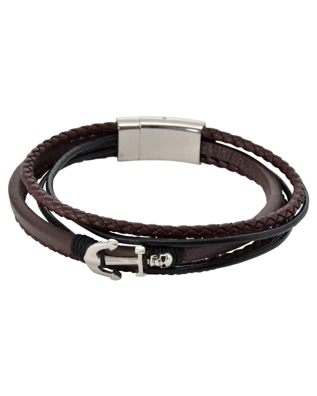 Gagliardi Bracelets Gagliardi Brown Anchor Leather Bracelet