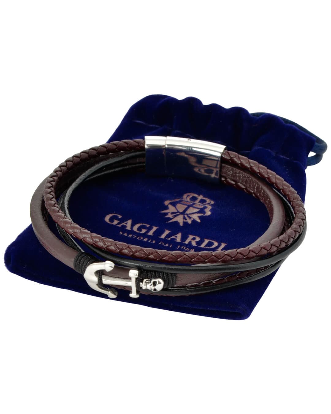 Gagliardi Bracelets Gagliardi Brown Anchor Leather Bracelet