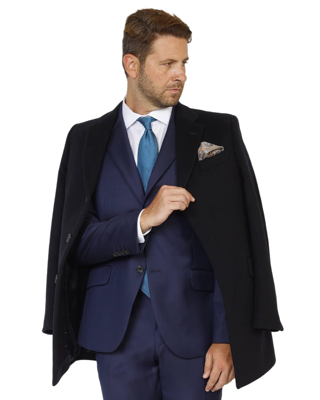 Gagliardi Coats Gagliardi Navy Wool Blend Overcoat