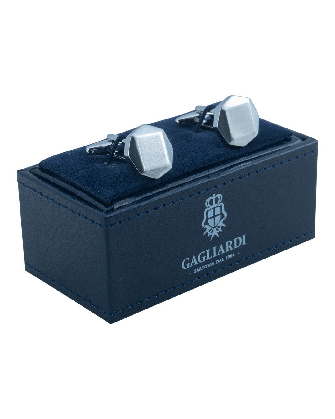 Gagliardi Cufflinks ONE Gagliardi Brushed Silver Octagonal Cufflinks