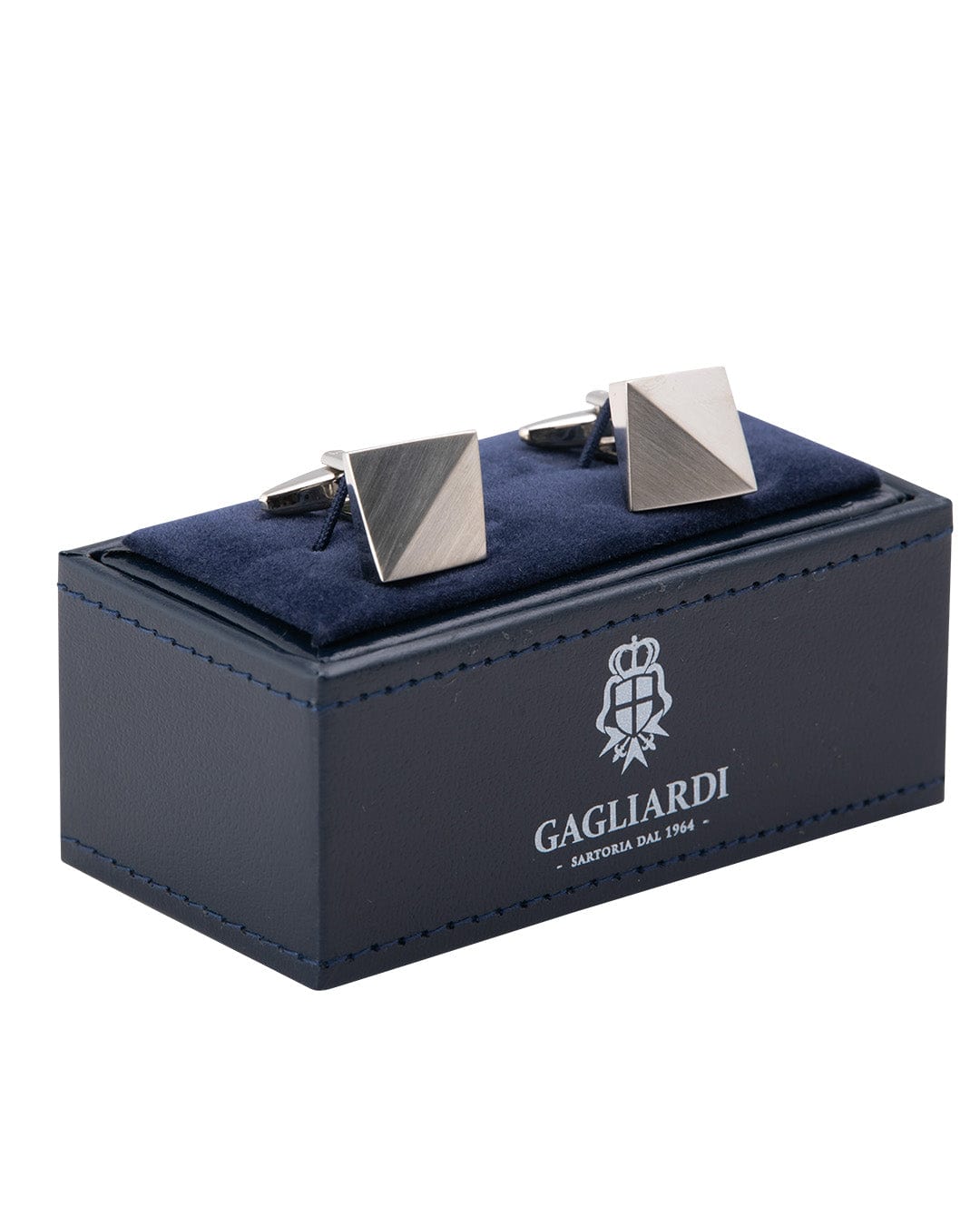 Gagliardi Cufflinks ONE Gagliardi Brushed Silver Square Angled Corner Cufflinks