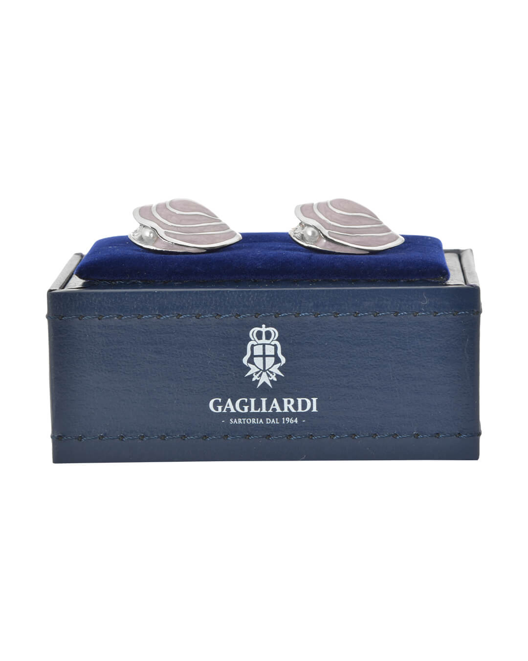Gagliardi Cufflinks Gagliardi Clam Lilac Epoxy Holding A White Pearl Cufflinks