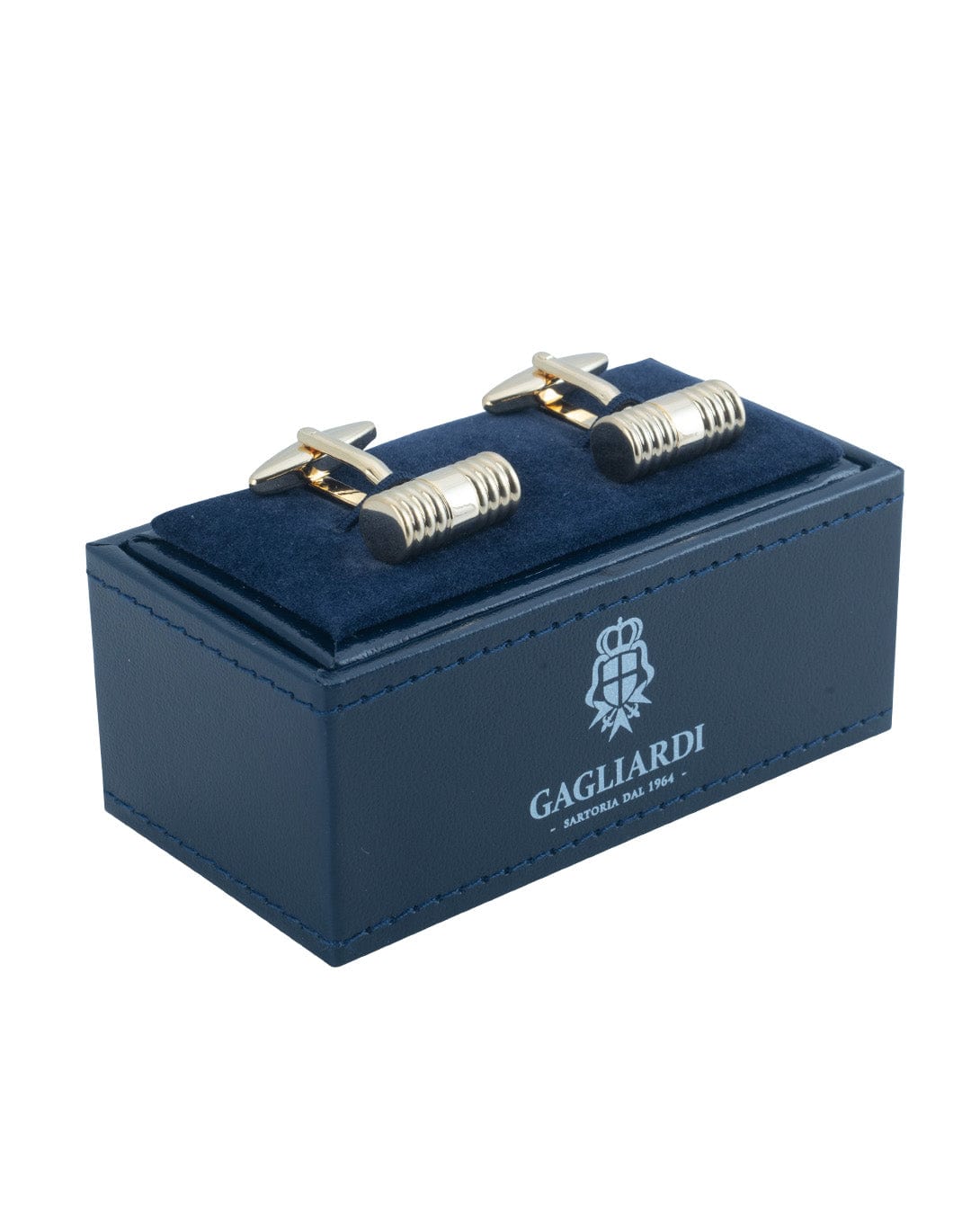 Gagliardi Cufflinks ONE Gagliardi Gold Ribbed Barrel Cufflinks
