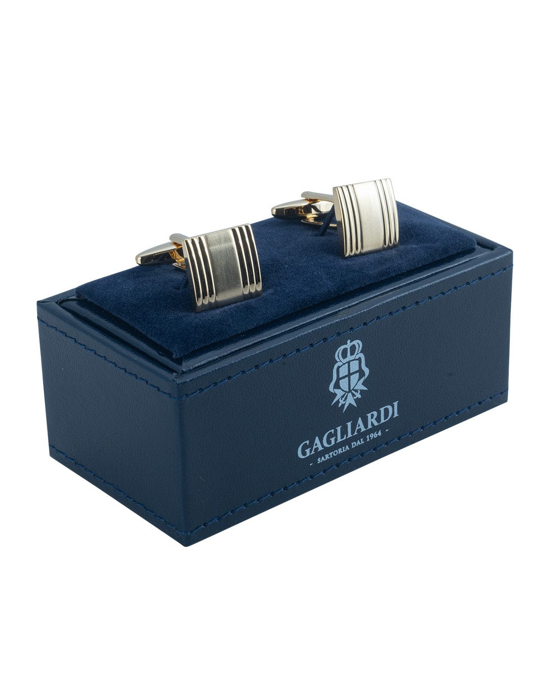 Gagliardi Cufflinks ONE Gagliardi Gold Square Ribbed Cufflinks