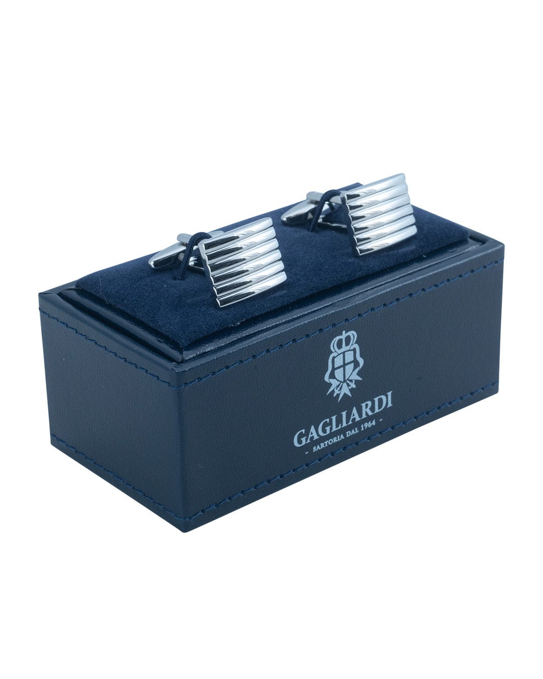 Gagliardi Cufflinks ONE Gagliardi Silver Rectangular Ribbed Cufflinks