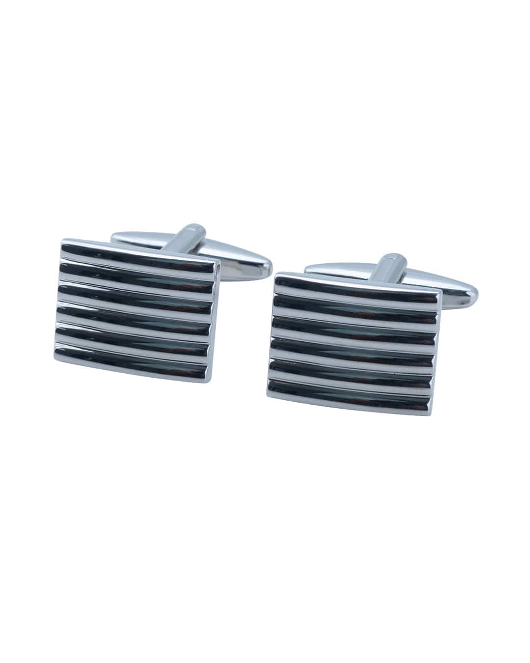 Gagliardi Cufflinks ONE Gagliardi Silver Rectangular Ribbed Cufflinks