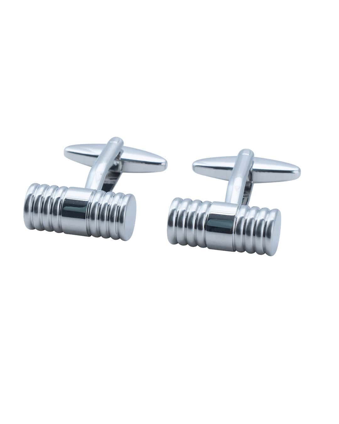 Gagliardi Cufflinks ONE Gagliardi Silver Ribbed Barrel Cufflinks