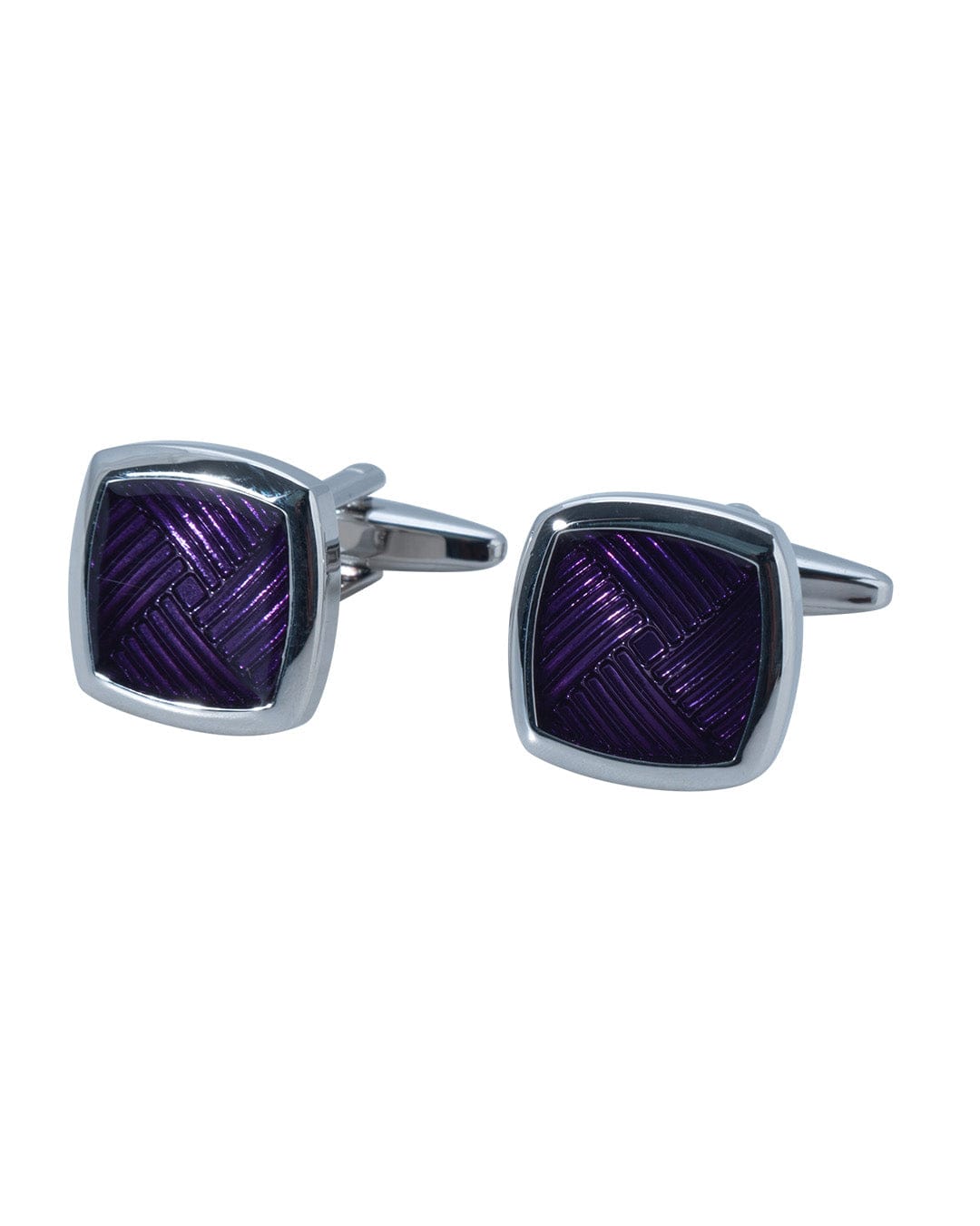 Gagliardi Cufflinks ONE Gagliardi Square Cufflinks With Purple Textured Enamel Centre