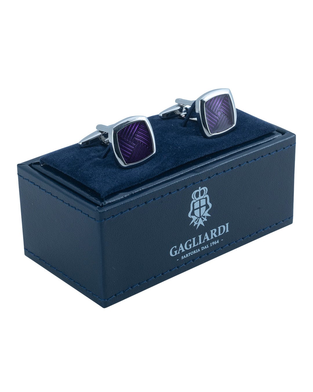 Gagliardi Cufflinks ONE Gagliardi Square Cufflinks With Purple Textured Enamel Centre