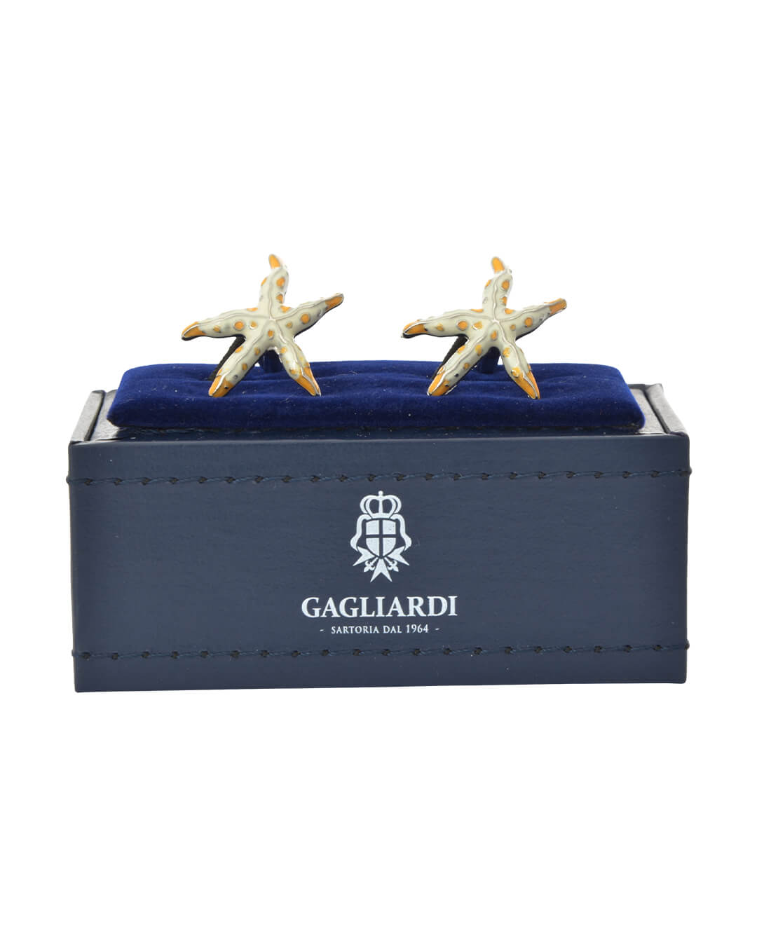 Gagliardi Cufflinks Gagliardi Starfish Cream With Orange Epoxy Cufflinks