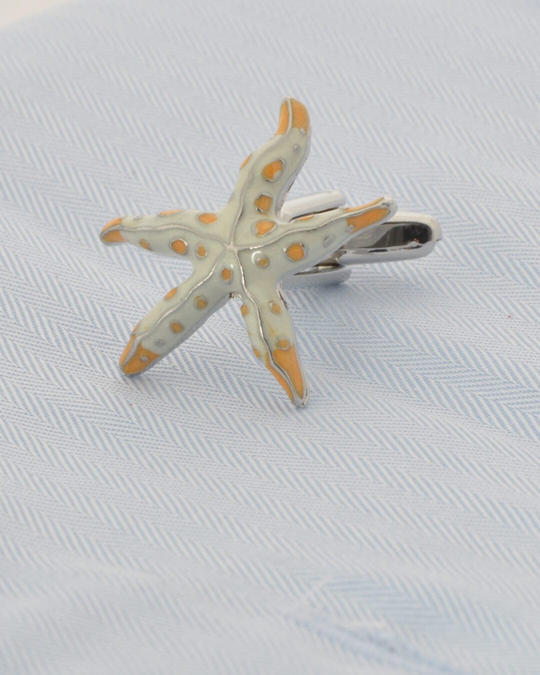 Gagliardi Cufflinks Gagliardi Starfish Cream With Orange Epoxy Cufflinks